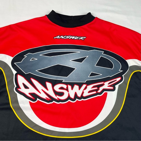 Vtg Answer Mens BMX Motocross Jersey XL 90s Red/Black Mock Neck A9 - Picture 4 of 10